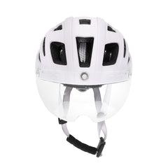 Velohelm mit Rücklicht und 2 magnetischen Visieren, weiss, Grösse M