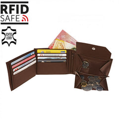 Leder-Portemonnaie mit RFID-Schutz, braun