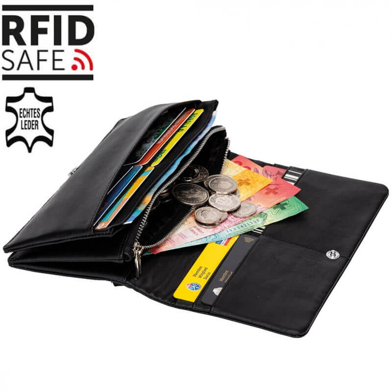 Damen-Portemonnaie mit RFID-Schutz schwarz