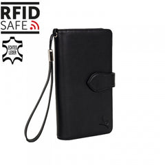 Leder-Clutch mit RFID schwarz